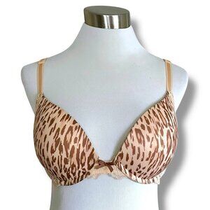 Victorias Secret 32DD Bra Tan Animal Print Lace Dream Angels Push Up Underwire